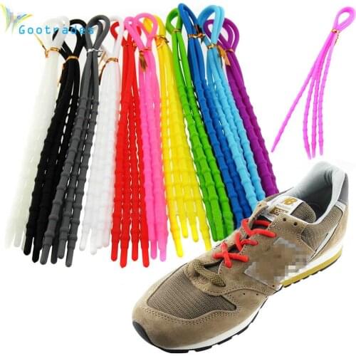 1Pair Unisex Women Men Athletic Running X-Tie Lazy Shoelaces Easy Soft Elastic Silicone Shoe Lace Strings Cable Sneaker Straps