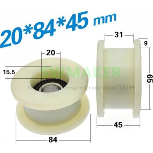 1pcs 20*84*45mm 6204 bearing nylon pulley double Mabele BOLE injection moulding machine fittings safety door I-slot