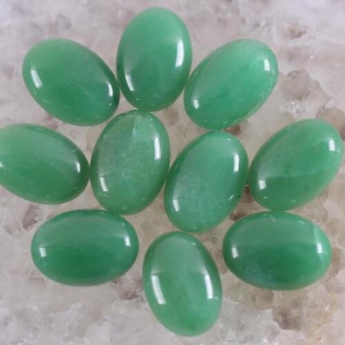 10Pcs 16x12MM Oval Cabochon CAB Beads Natural Stone Gem Green Aventurine No Drilled Hole Bead For DIY Jewelry Making Ring K1549