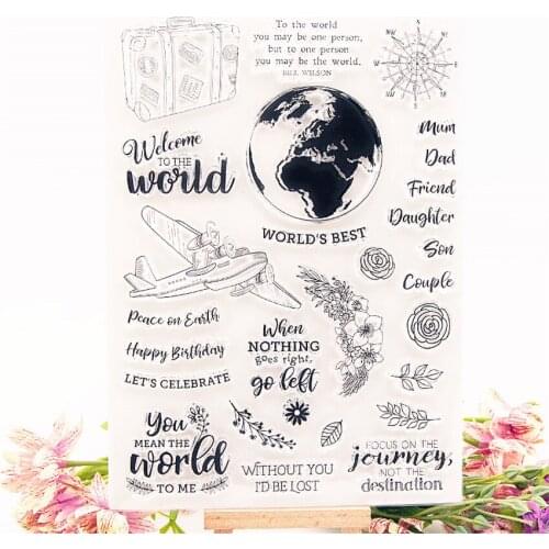 15.5x21.5cm Travel the world Transparent Clear Stamps Silicone Seals Roller Stamp DIY scrapbooking photo album/Card Making