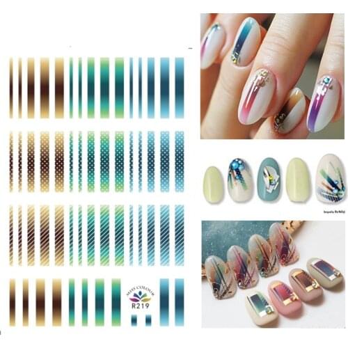 3D Stickers for Nails Self-adhesive Design Colorful Stripe Line Girl Nail Art Decorations Decals Foil Wrap Manicure Accessories