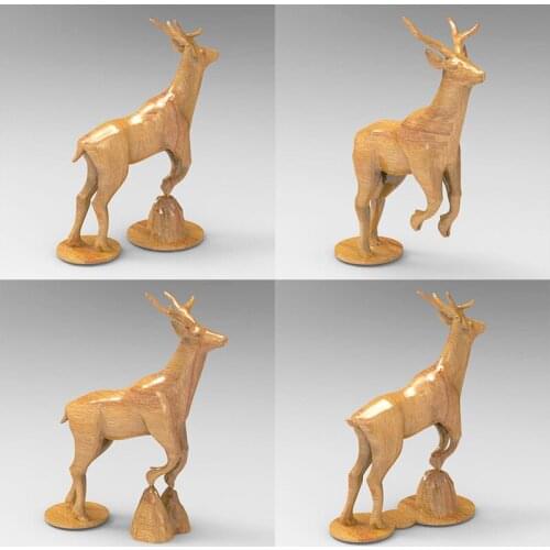 4pcs 3D carved animal deer sculpture 3d model for cnc machine in STL file format 3D printing model STL Model deer ornament