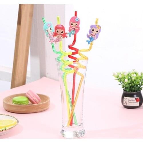 4 Pcs/set Mermaid Drinking Straws Festive Supplies Plus Hard Straws Household Useful Straws Party Decorations Drink Straw
