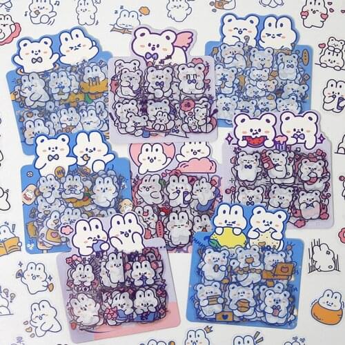40pcs/set Kawaii Cartoon Rabbit Bear Wish Sticker Diy Scrapbook Mobile Phone Thermos Cup Diary Decoration label Cute Stationery