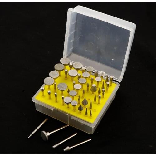 50pcs Cylinder Spheres Head Mounted Points Grinding Deburring Bit Diamond DIY Handcraft Tool Kit