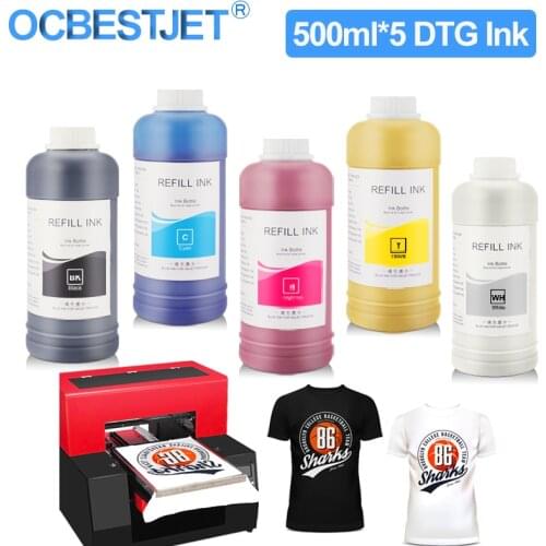 500ml*5 DTG Ink Textile Ink For Epson 1390 1400 1430 R1900 R2000 R3000 For DX5 DX6 DX7 DX10 Printhead DTG Printer Garment Ink