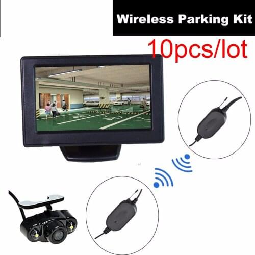 10pcs Automobile Wireless Backup Camera+4.3 inch Dash LCD TFT Monitor Reverse Parking Kit Assistance Rear View LED Night Vision