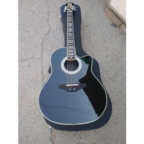 Free shipping abalone professional ovation guitar round back solid wood ovation electric acoustic guitar