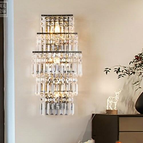 Hotel room Large Crystal Wall Lamp Bar Led Wall fixtures Long crystal Bar Wall Light Led Balcony light Living Room Wall sconce