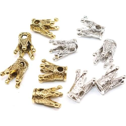 Wholesale 10pcs/20pcs/lot Crown Beads Bracelet for Jewelry Making Spacers Bead Metal Tibetan Silver color Beads