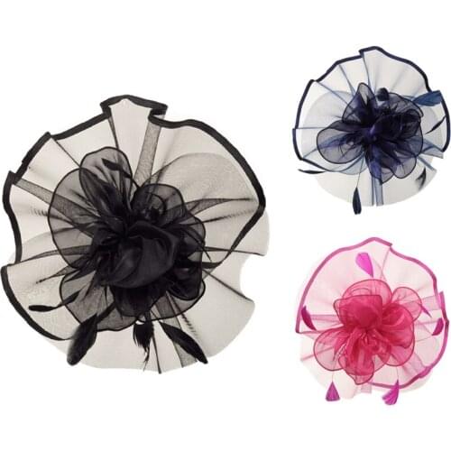 Fascinator Womens Organza Church Kentucky Derby British Bridal Tea Party Wedding Hat Summer Ruffles Cap