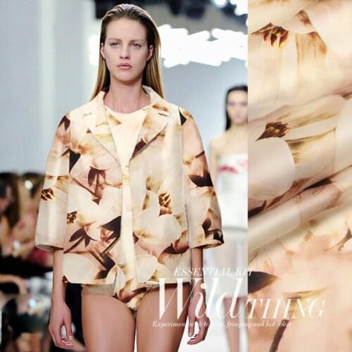 CNUM SO021 100% Natural Silk/ Blossom Mangnolia/ Organza Silk Fabric Anti-UV/ Width 1.48yd Thickness 14mm/ by meter