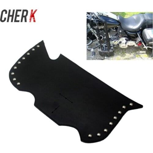 Cherk Black Leather Heat Saddle Shield Deflectors Raised Studs For Harley Davidson Touring Softail Dyna Or Sportster Bikes