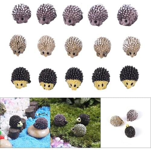 10pcs Decorative Mini Hedgehog Miniature Figures Mini Fairy Garden Animals Moss Micro-landscape Ornaments Resin Baby Toys
