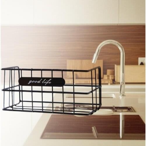 Sponge Holder Soap Drain Storage Rack Kitchen Sink Organizer Rag Dishcloth Brush Holder Iron Shelf Bathroom Wallmounted rack