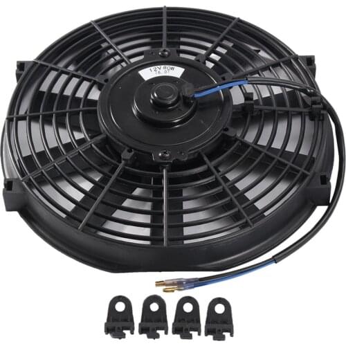 10 Inch 12V 80W 2100Rpm Straight Black Blade Electric Cooling Radiator Tank Fan Mounting Kit Universal