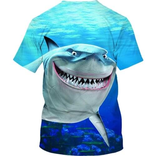 Summer fashion top handsome breathable short-sleeved 3d printed fish pattern comfortable printed T-shirt Harajuku round neck