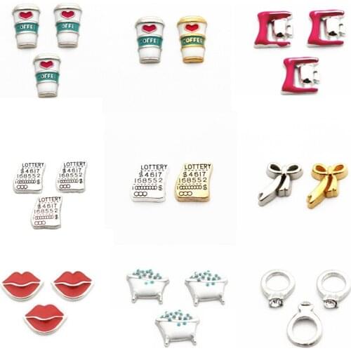 Hot Selling 10pcs/lot Metal Enamel Red silver bathtub lip Floating Charms For Brecelet Charms Necklace DIY Jewelry
