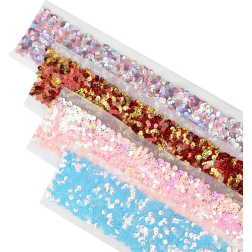 HSDRibbon 3inch 75mm Colorful Net Sequin Fabric Glitter Sequin Ribbon 16Yards/Roll