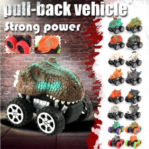 4pcs Dinosaur Toys For Boys Variety Trucks Pull Back Dinosaur Car Inertia Suv Friction Power Vehicles Party Birthday Gifts