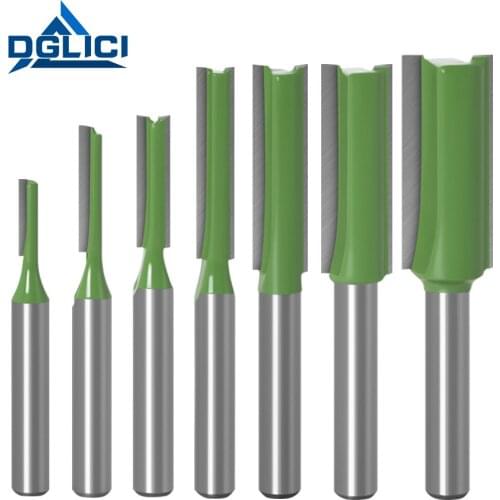 GDLICI 6mm 1/4 Inch Shank Straight Bit Milling Cutter Single Double Wood Cutter Carbide Router Bit Set Woodworking Tools 20/30mm