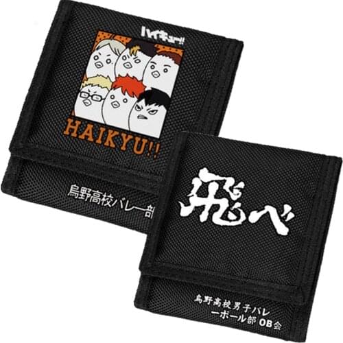 Anime Haikyuu Haikyu Karasuno VBC Hinata Syouyou COS Printing Unisex Short Wallet Nylon Canvas Short Coin Purse Men Card Holder