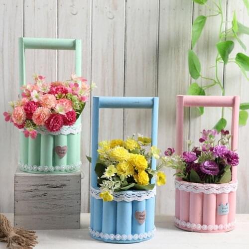 Flower Basket Stylish Appearance Bright Color Wood Bar Decorative Flower Holder Balcony Decoration Wedding Accessories