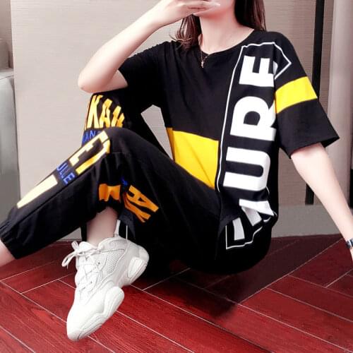 Hip-hop Set Female Summer Korean Casual Casual Fashion Womens Fashion Short-sleeved Shirt Two-piece Suit
