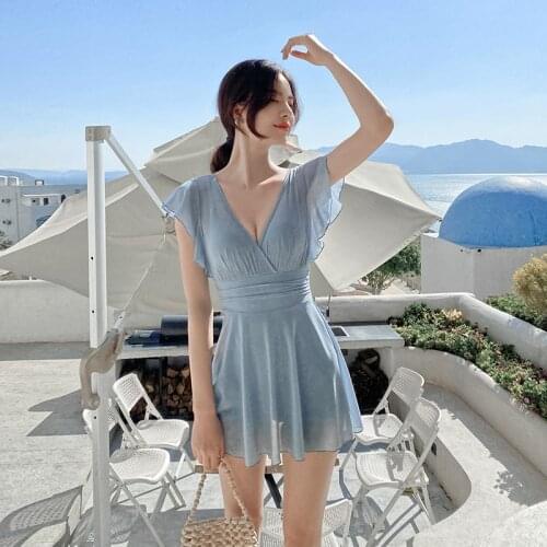 Goddess Swimsuit Female Conservative Skirt Siamese Cover Belly Thin Small Chest Steel Bracket Foreign Trade Vacation Swimsuit