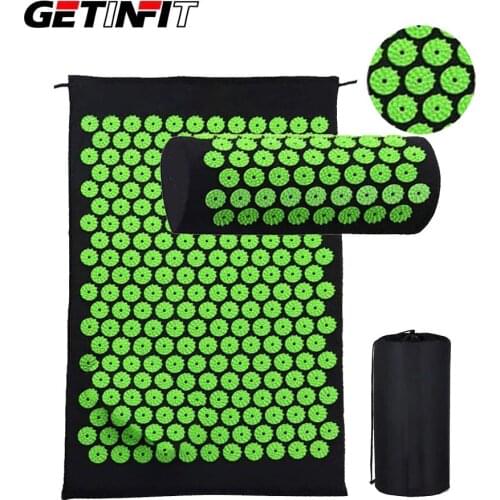 Round Thorn Massager Mat Acupressure Relieve Back Body Pain Spike Mat With Pillow Relieve Stress Nature Linen Coconut Massage