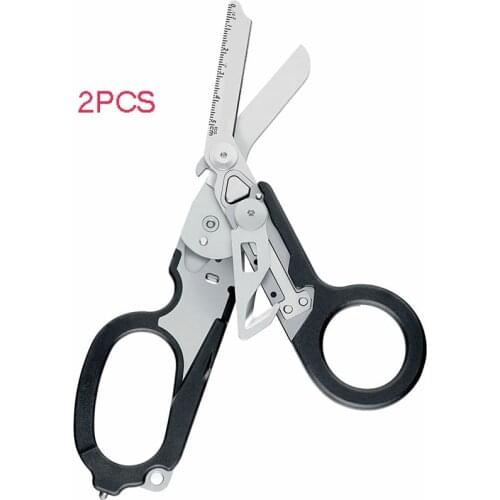 2pcs Multifunction Raptor Emergency Response Shears with Strap Cutter and Glass Breaker Black ith Strap Cutter Safety Hammer