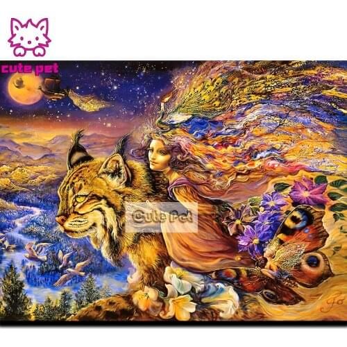 Fantasy woman and cat Mosaic embroidery 5D diamond painting full square water drill DIY decoration cross stitch art Rhinestone