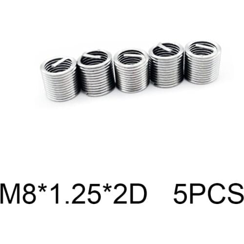 5pcs M8*1.25*2D Thread Repair Insert threaded Insert Stainless Steel Wire Set thread restoration For Hardware Repair Tools