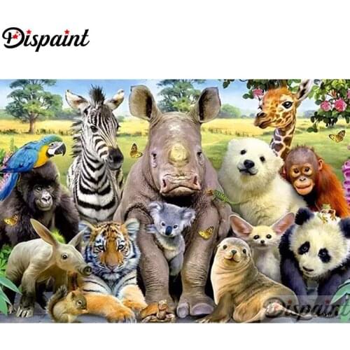 Dispaint Full Square/Round Drill 5D DIY Diamond Painting "Animal hippo" Embroidery Cross Stitch 3D Home Decor A12174