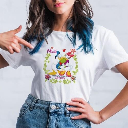 Disney Summer New T-Shirt Female Products Short Sleeve Dropship Harajuku Fashion Kawaii White Tees Trend Four Seasons Casual Top