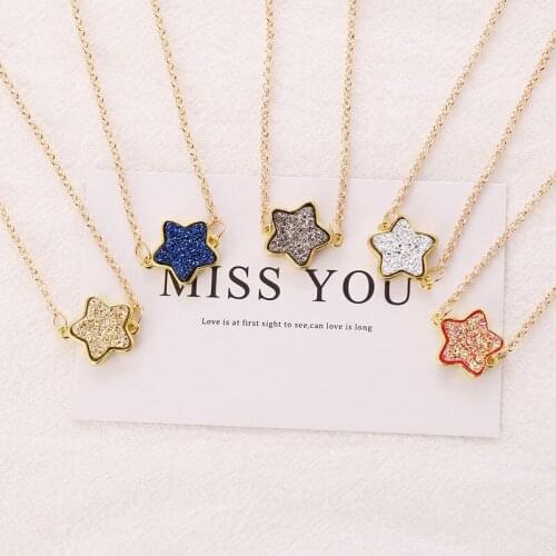 2021 latest fashion trend candy color fluorescent five-pointed star personality creative simple clavicle chain wholesale