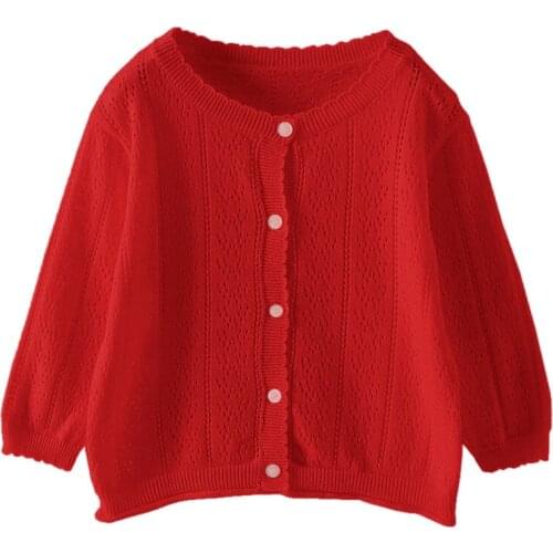 Halloween And Christmas New Children Hollow Knitted Cardigan Long-Sleeved Girls Jacket Shawl Baby Sweater Sun Protection Shirt