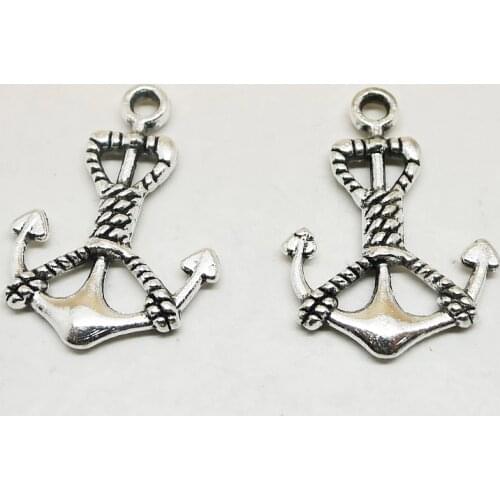 Wholesale 10pcs 25x18mm Vintage Alloy Anchor Charms For Necklace Pendants For Bracelets Keychain DIY Jewelry Making Accessories