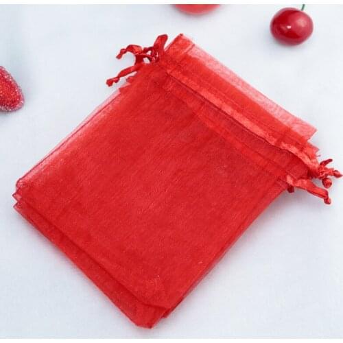 Wholesale 200pcs/lot Red Organza Bags 11x16cm Wedding Favors Jewelry Candy Gifts Packaging Bags Christmas Gift Bag Pouches
