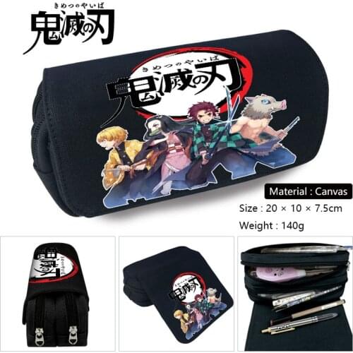 Demon Slayer Kimetsu no Yaiba Pen Bags Double Zipper School Pencil Case Box Cosmetic Makeup Bag Storage Bag Purse Wallet Gift