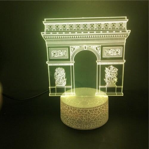 Plug In Night Light Led 3d Paris Triumphal Arch Touch Sensor Lamp With USB Power 16 Colors Lava Base Kids Festival Gifts