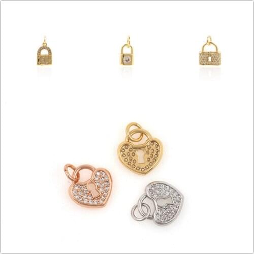Simple Lock Heart Charms for Jewelry Making Supplies Gold Design Charms Charm Diy Earring Bracelet Necklace Copper Accessories