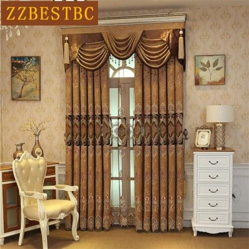 European and American luxury high-quality embroidered villa curtains for living room bedroom windows customize elegant curtaini