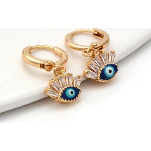 Bohemian Turkish Evil Eye Drop Earrings For Women Girl Cubic Zirconia Ear Jewelry