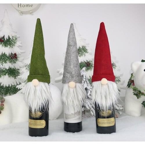 Christmas Wine Bottle Toppers Decorative Swedish Gnome Wine Bottle Topper Cover for Home Holiday Christmas Decoration
