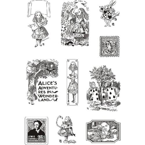 Alice in Wonderland Stamps Scrapbooking Postcard Cardmaking Stamps