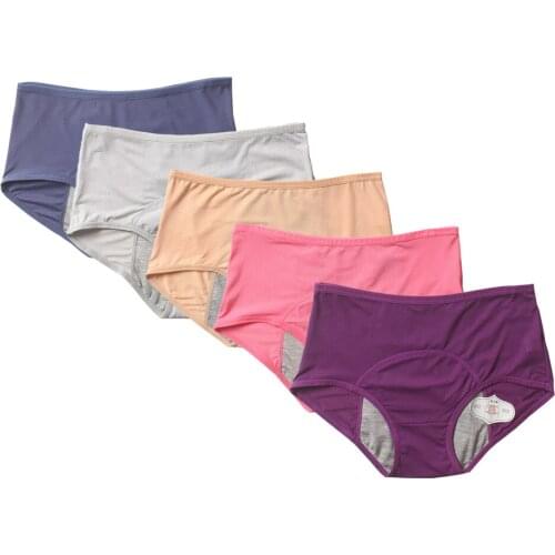 5pcs/Set Menstrual Panties Women Sexy Pants Leak Proof Incontinence Underwear Period Proof Cotton Briefs High Waist Warm Female