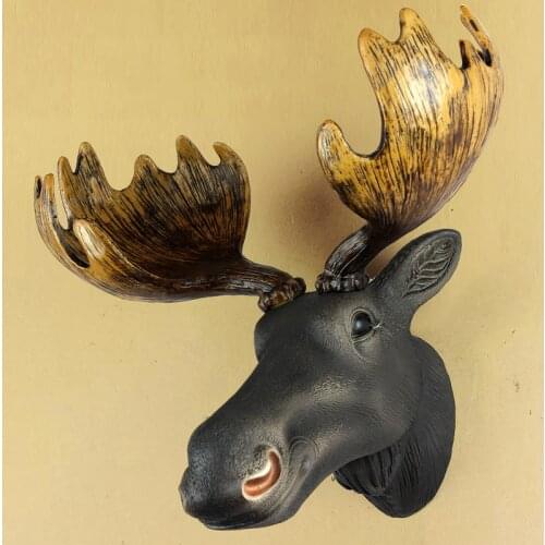 CREATIVE ANIMALS HEAD WALL HANGER PORCH LIVING ROOM BAR WALL DECORATIONS DEER HEAD WALL HANGING RETRO DEER HEAD WALL DECORATION
