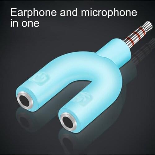 U-shaped Portable 3.5mm Stereo Audio Headphone/Mic Splitter Adapter for Smartphone MP3 MP4 Player