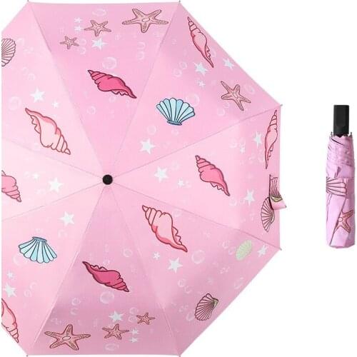 Female Small and Convenient Sunscreen Sun Umbrella Rain Windproof Light Folding Portable Flower Umbrellas for Women Children